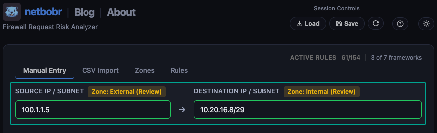 Manual entry with zone auto-detection badges